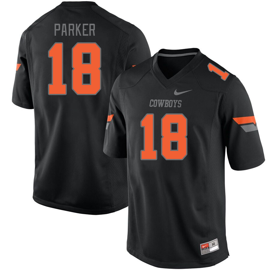 Men #18 Gavynn Parker Oklahoma State Cowboys College Football Jerseys Stitched-Black - Click Image to Close